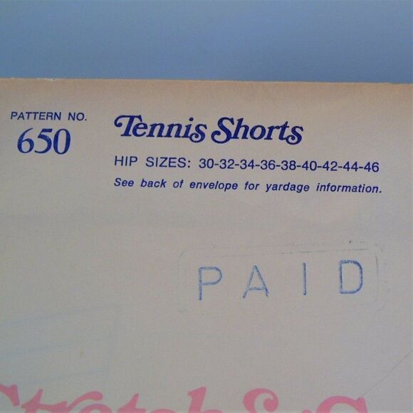 Stretch and Sew 650 Pattern Uncut Tennis Shorts - Picture 4 of 8